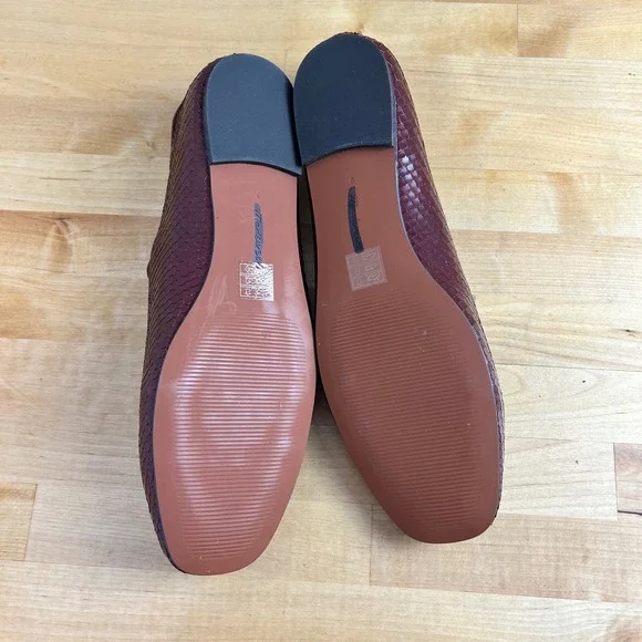 Madewell Greta Ballet Flat Size 9 Burgundy Snake Leather Mary Jane Square Toe - Picture 7 of 9